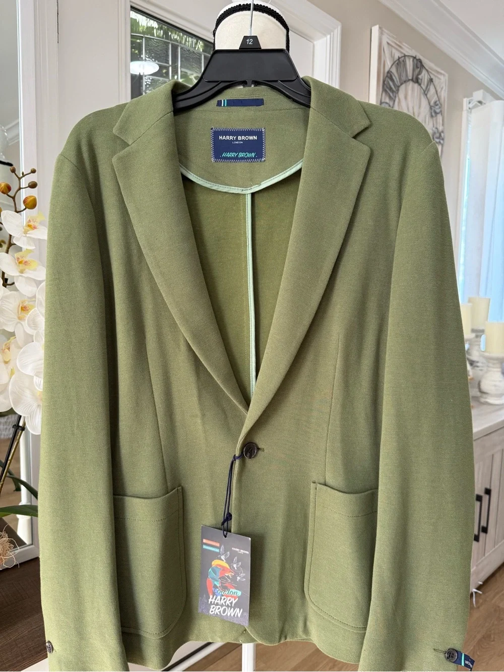 Harry Brown/Blazer/Mens/Sz.40Reg./Green/Patch Pocket/Boxy Fit/One Button/Soft/